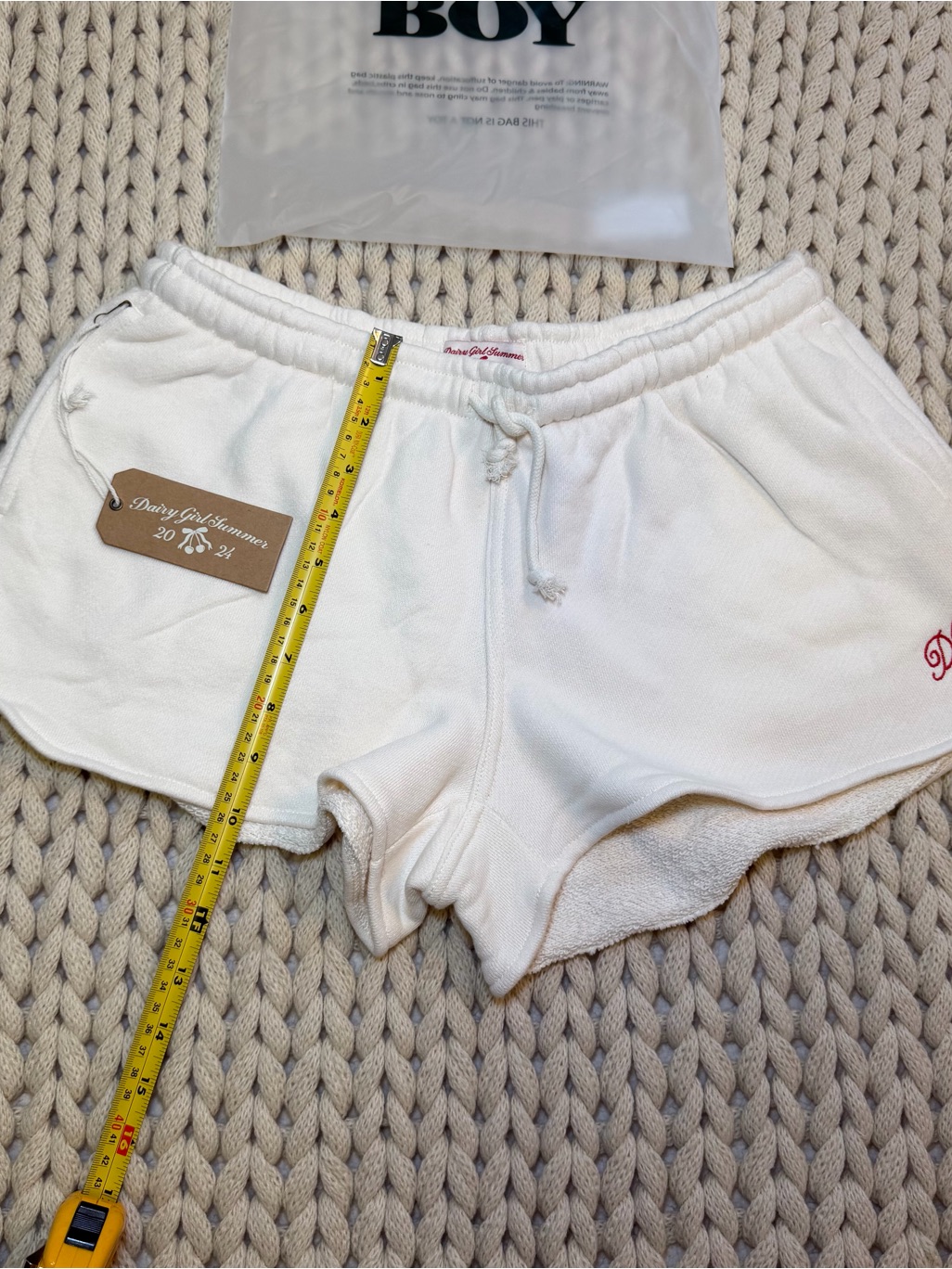 Nwt Dairy Boy Baby Tee And Shorts Set Cherry Ribbon Size Medium White Red — image 6 of 8
